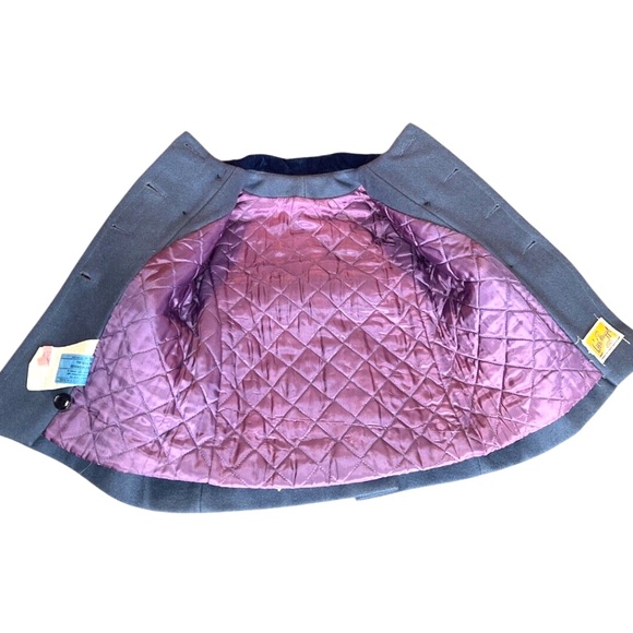 Vintage Kids Little Nugget Blue/Grey Wool & Velvet Trim Dress Coat - Picture 3 of 8